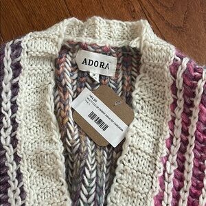 ADORA Cream and Purple Cardigan Sweater
